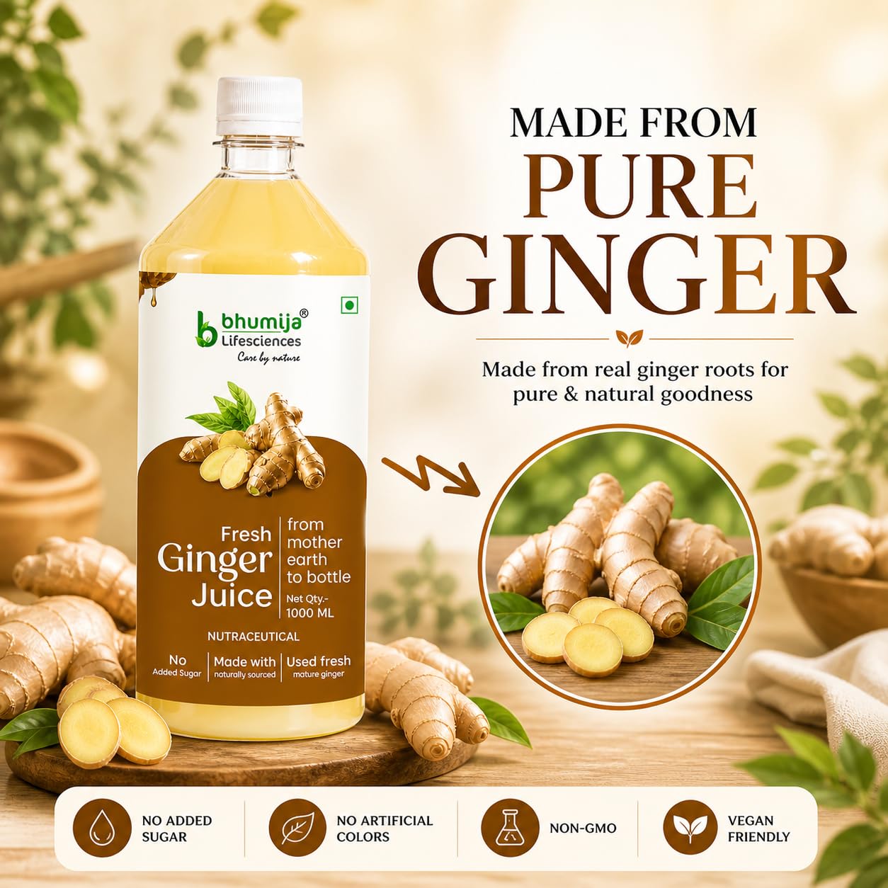 Bhumija Lifesciences Ginger Juice 1L | Sugar Free Adrak Ka Ras 4