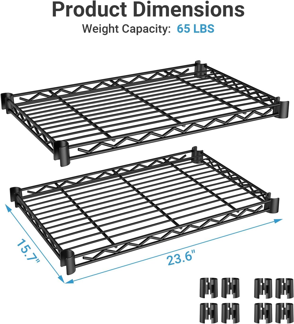 VIPEK 2Pack Wire Shelf for Clothes Rack, 23.6" x 15.7", Suitable for V1 Medium, V5, V5i, V10, S1, S3 Clothes Rack Quick Installation, Black