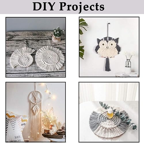 Miniatura 7 de Cordón de macramé de 0.118 pulgadas x 109 yardas, cuerda de algodón 100% natural para suministros de macramé hechos a mano, colgar en la pared