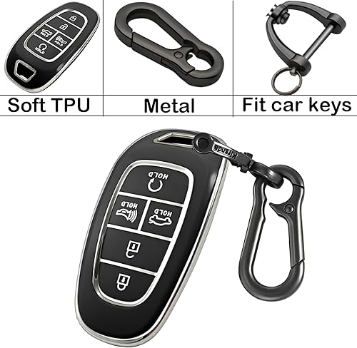 Miniatura 7 de para funda de llave de Hyundai con llavero, Funda protectora de TPU Compatible con 2019 2020 2021 2022 Sonata Tucson llave remota inteligente