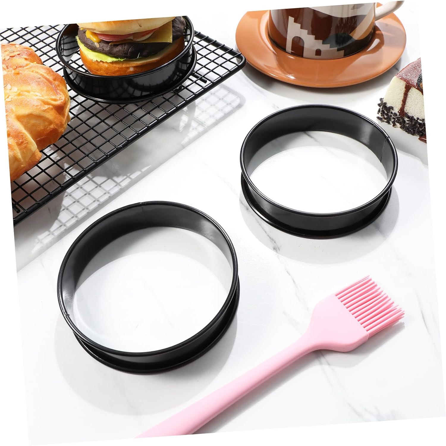 Cabilock 10 Pcs Pastry Rings for Baking Stainless Steel Cake Molds Cookie Tins for Baking Round Molds Cooking