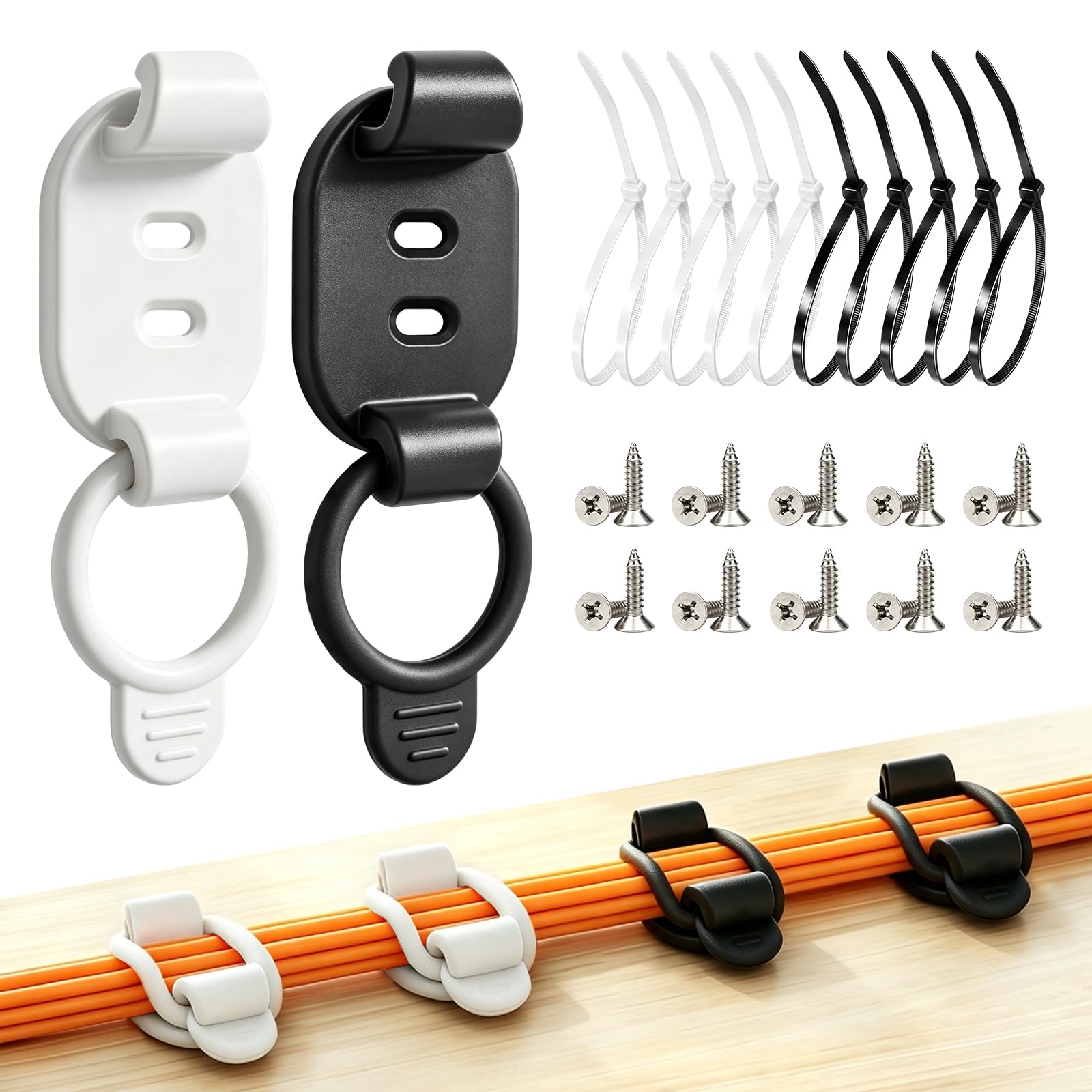 Photo 1 of BYXIWA Adjustable Cable Management Clips (10 Sets)