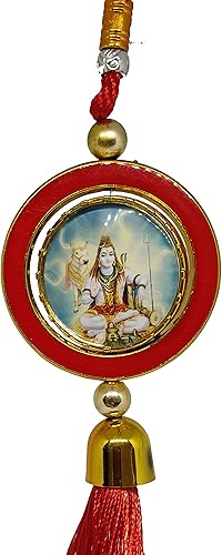 Imagine Mart Lord HanumanLord Shiva - Espejo retrovisor de coche religioso hindú de doble cara colgante con 2 marcos laterales en color multicolor