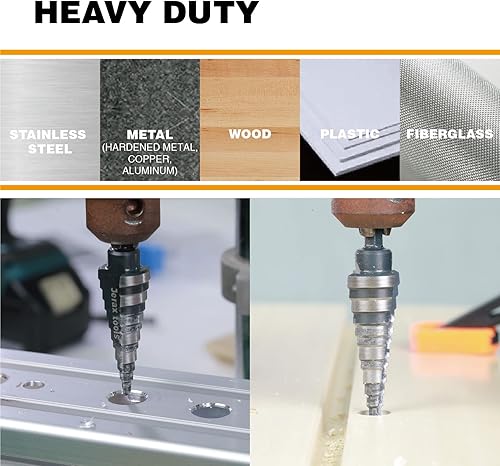 Miniatura 5 de M2 HSS - Juego de brocas de cambio rápido de 12 pulgadas, 34 pulgadas y 78 pulgadas, brocas de doble estriado para taladrar agujeros en acero