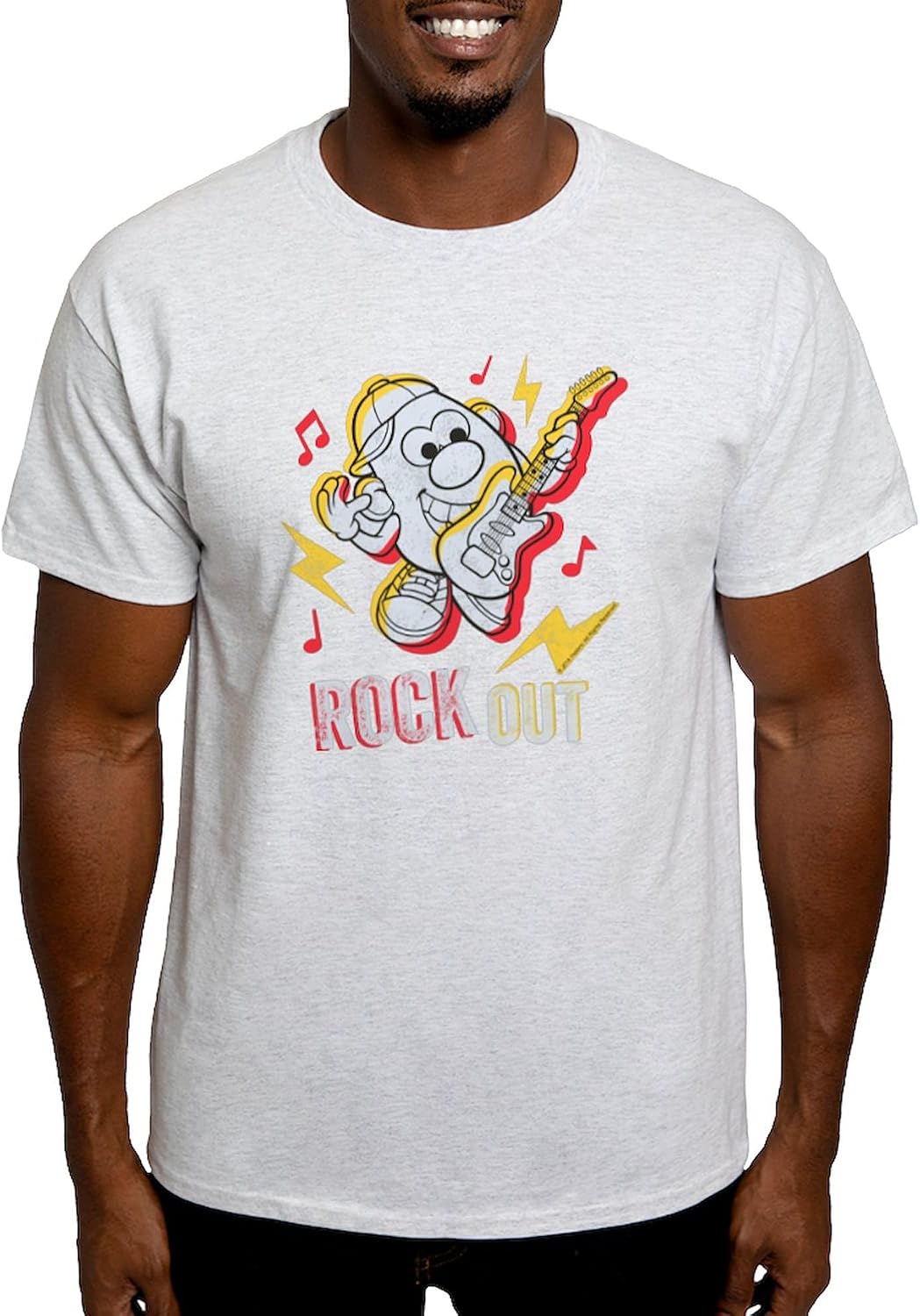 CafePress Mr. Potato Head Rock Out Light T Shirt Men's 100% Cotton, Classic Graphic White T-Shirt