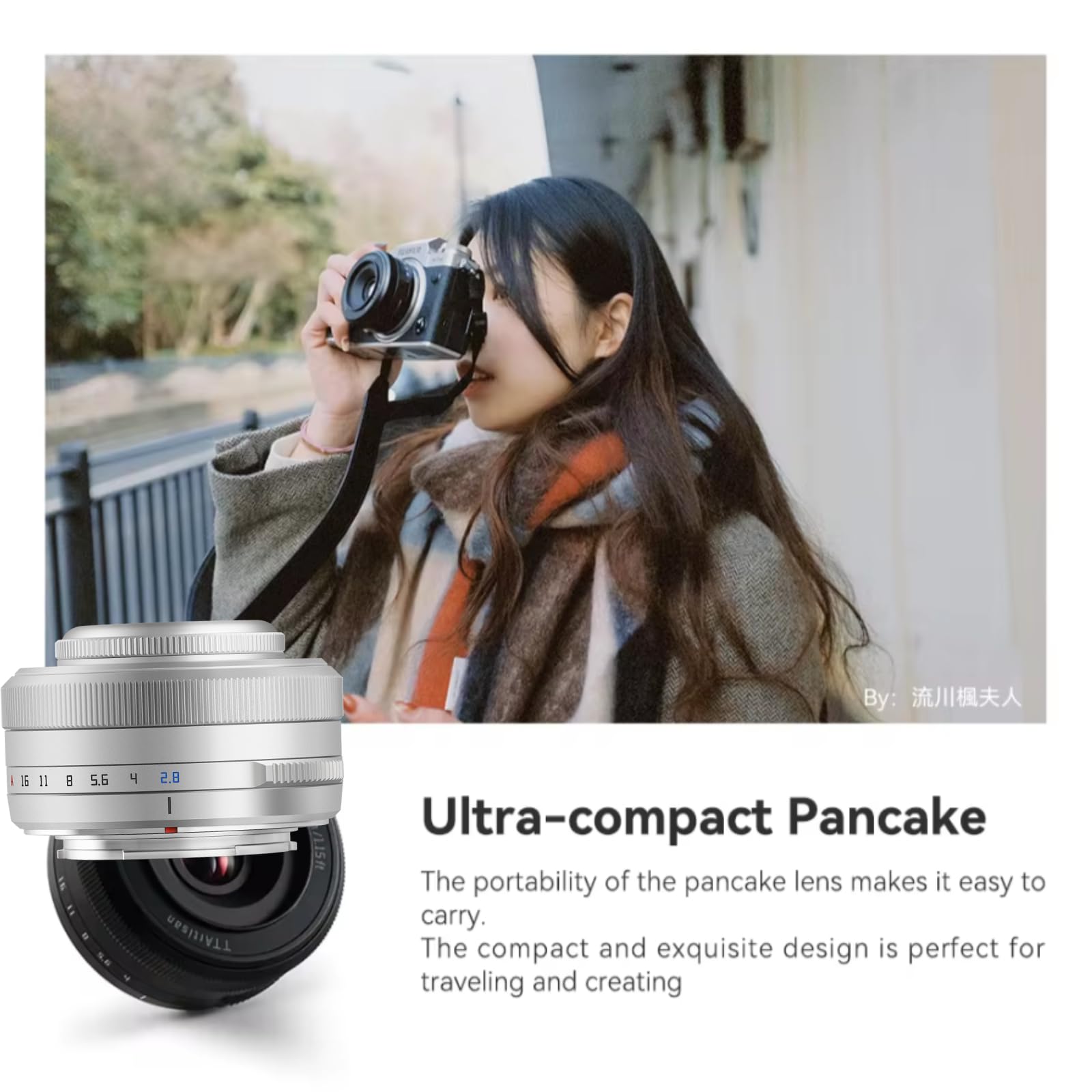 TTARTISAN AF 27mm F2.8 XF Lente para Fuji X Monte Cámaras X-A1 X-A10 X-M1 X-T1 X-T10 X-T100 X-PR01 X-PR03 X-E1 X-E2S XS10 X-H1 X-H2S y más.(Plata) - 2