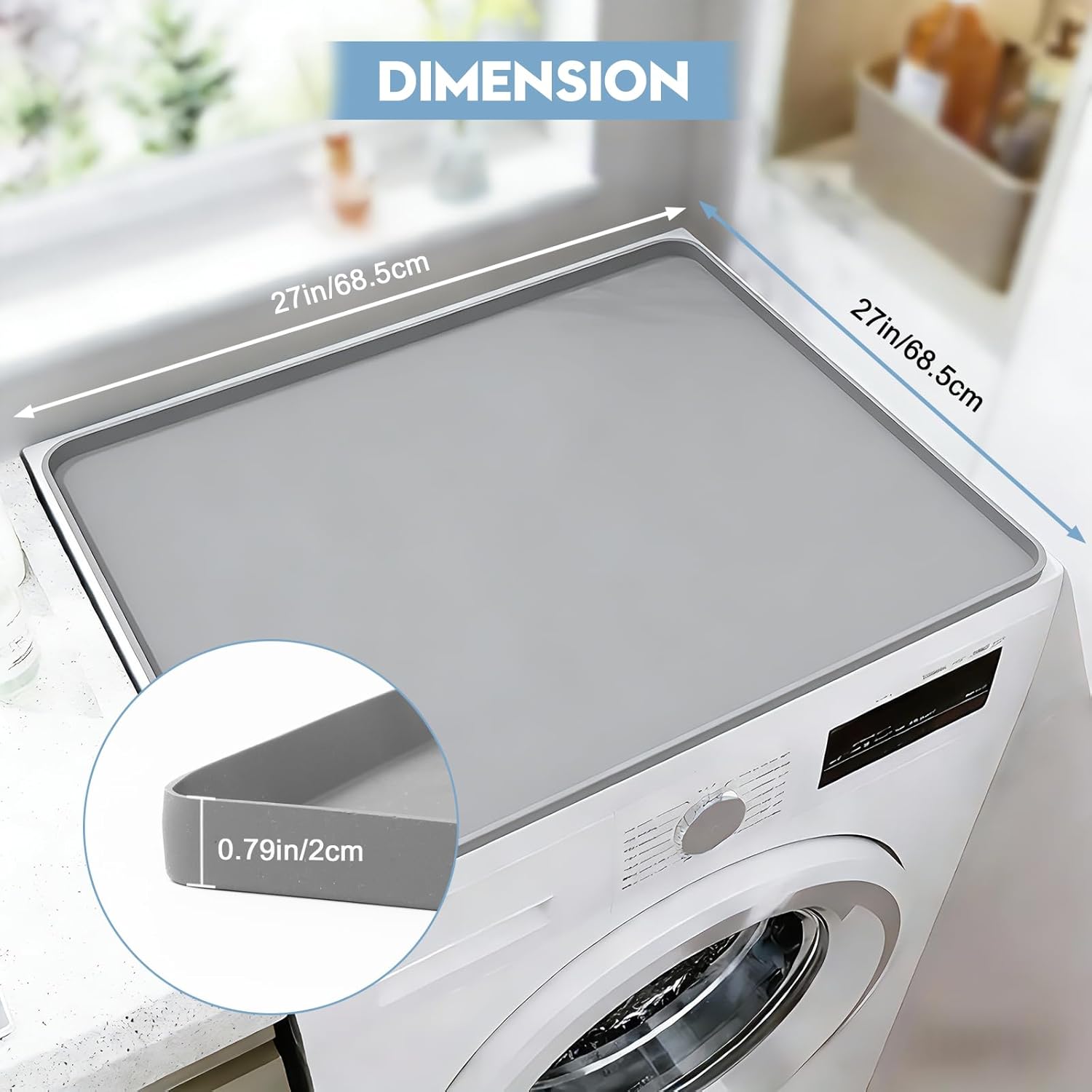 2PCS Washer and Dryer Covers for The Top, 27In X 27In Silicone Dryer Top Protector Mat, Waterproof, Scratch Resistant, Washable, Dryer Countertop for Home Kitchen and Laundry Room
