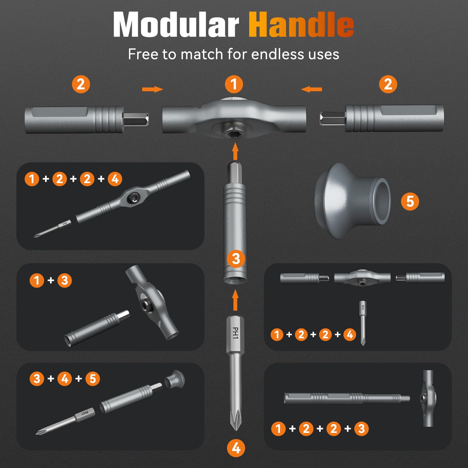 Housolution 66 in 1 Set di Cacciaviti a Rocchetto, Maniglia Sgabinabile, Testa 6,2°, Bit in Acciaio S2 Combinabili, Kit Portatile per Regali di Natale, Mobili, Computer, Biciclette, DIY