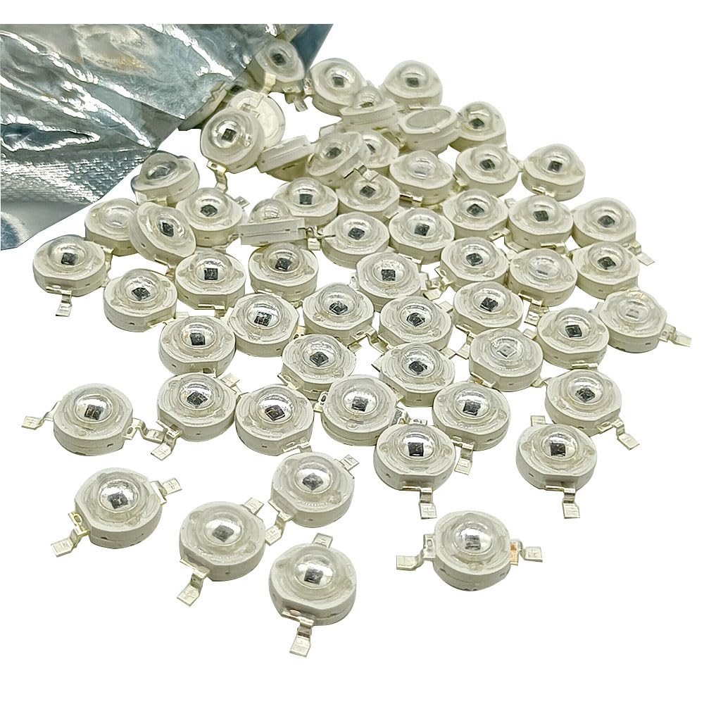 10Pcs 3W IR 680nm740nm 760nm 800nm 850nm 880nm 900nm 940nm 980nm 1000nm Infrared LED Bulbs Chip COB for CCTV Camera Night Vision (IR 680-690nm)