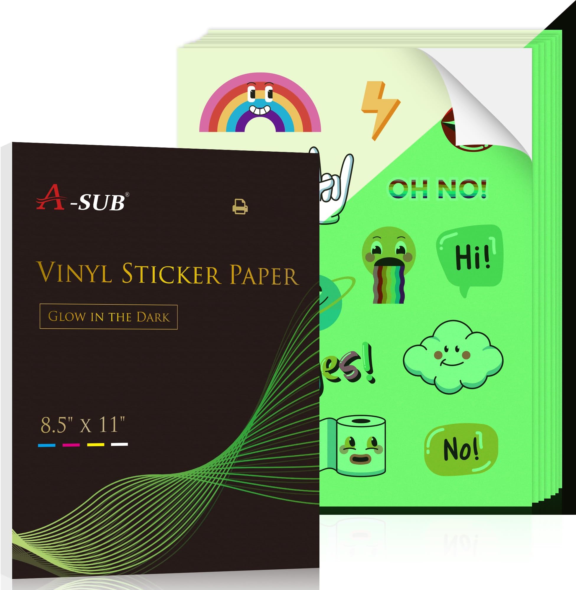 Amazon.com : A-SUB Glow in The Dark Printable Vinyl Sticker Paper for ...