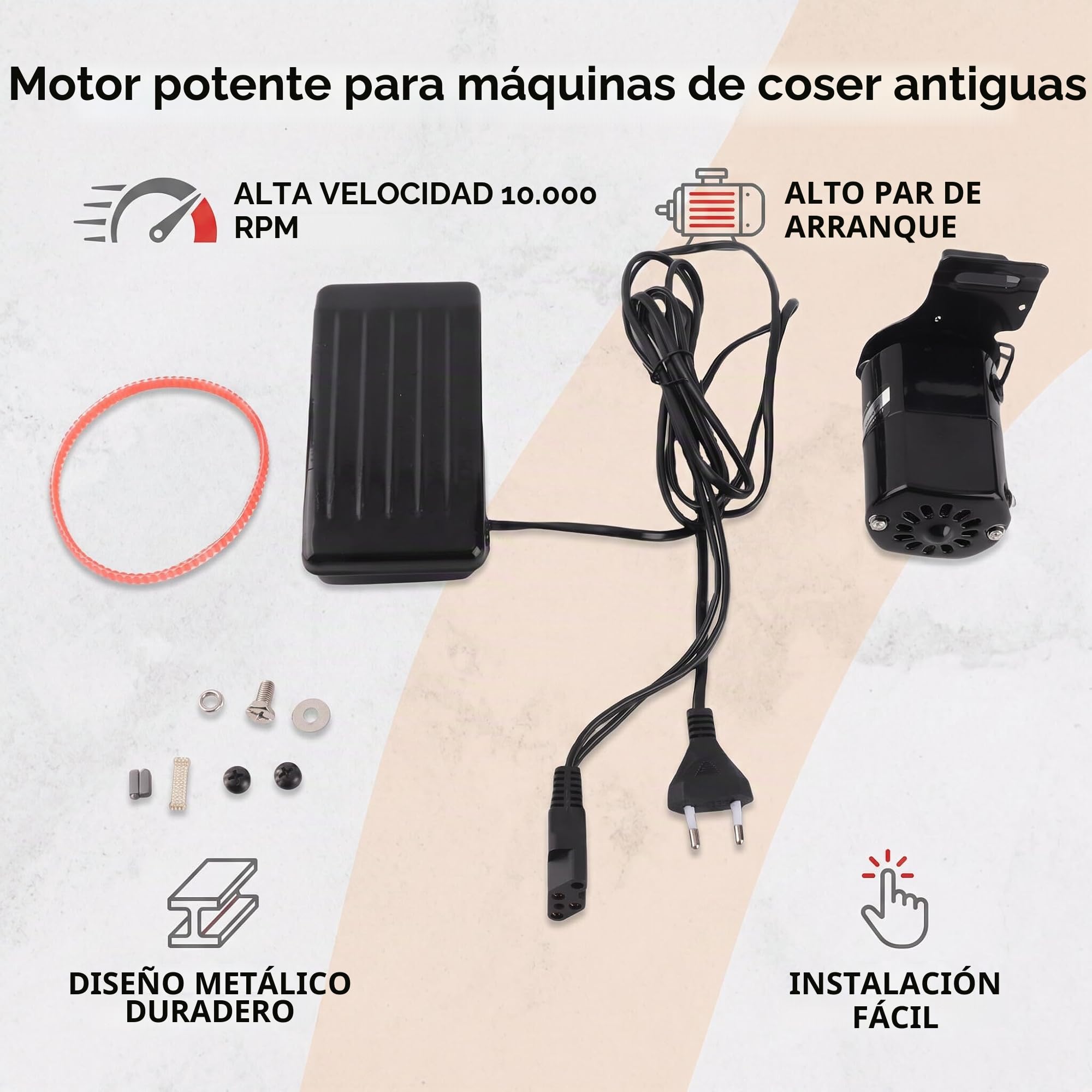 Ejoyous Motor para máquina de coser con pedal, 180 W, interruptor de pie con motor y pedal de coser, regulador de máquinas de coser, pieza de repuesto para rotar en sentido contrario