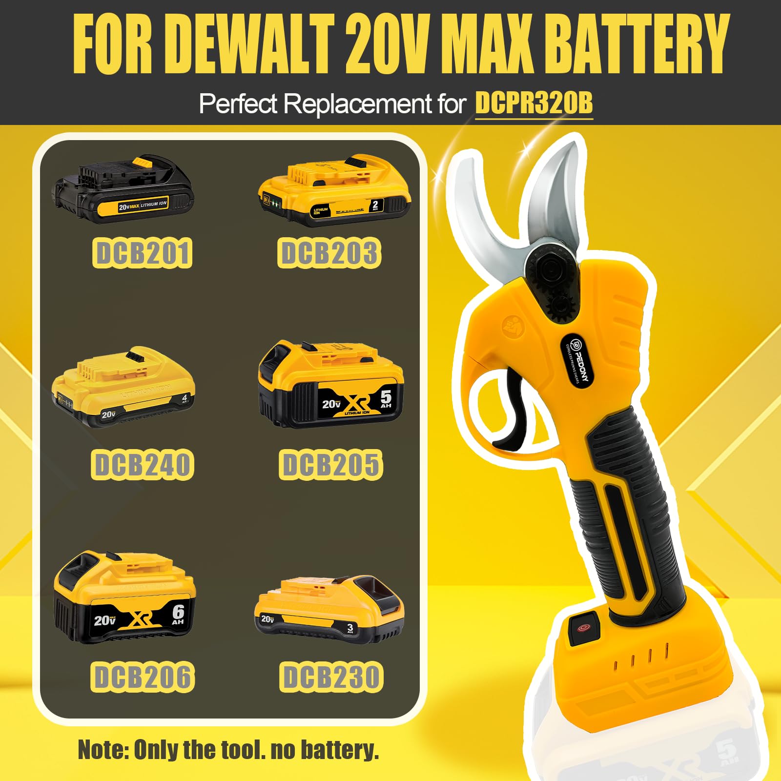 Electric Pruning Shears for Dewalt 20V Battery PEDONY 1.2 Inch (30mm