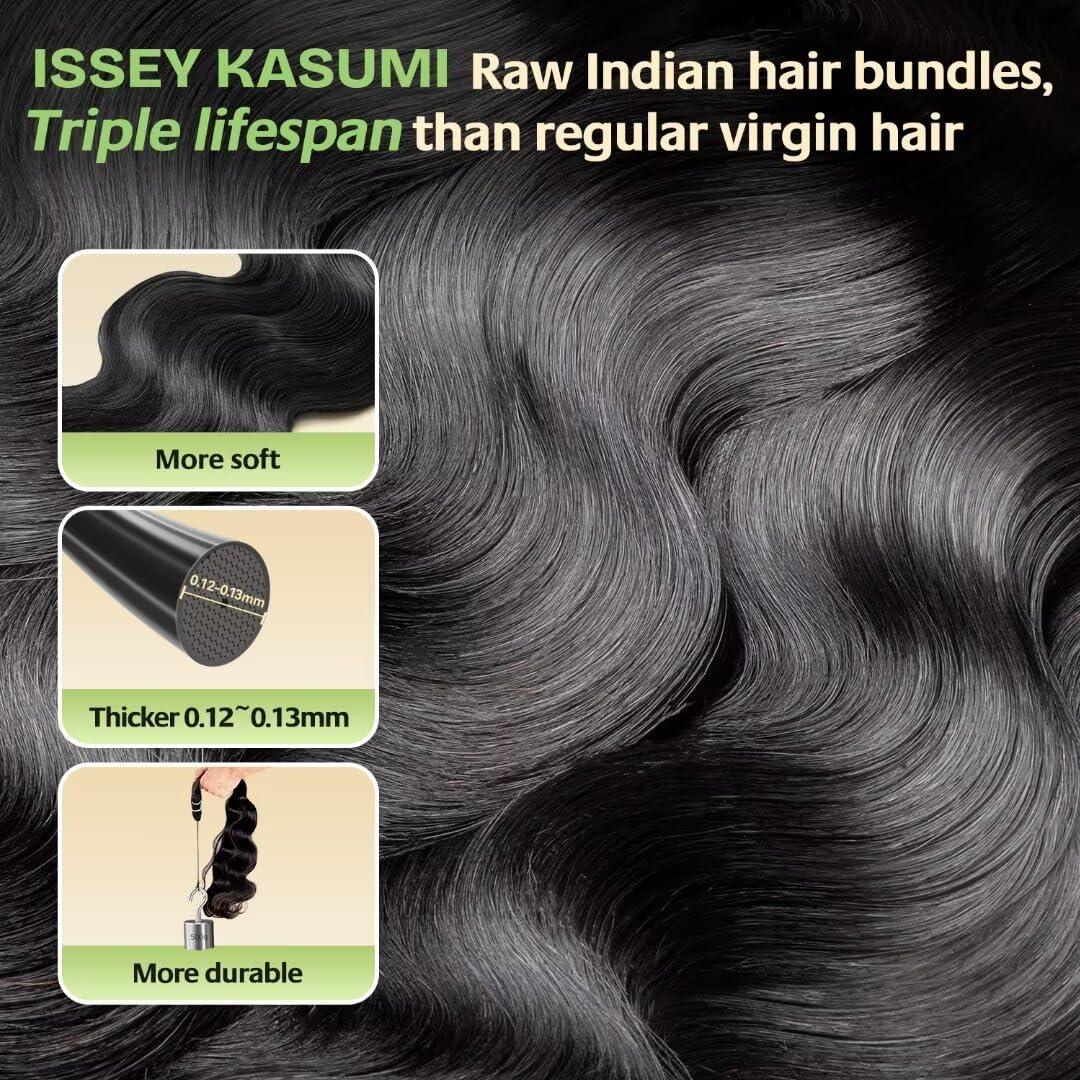 ISSEY KASUMI Raw Indian Human Hair Single Bundle,Triple Lifespan Than Regular Virgin Hair,In-Store Quality,Online Price! 100% Raw Indian Hair Bundles Body Wave Raw Hair Bundles 22 Inch