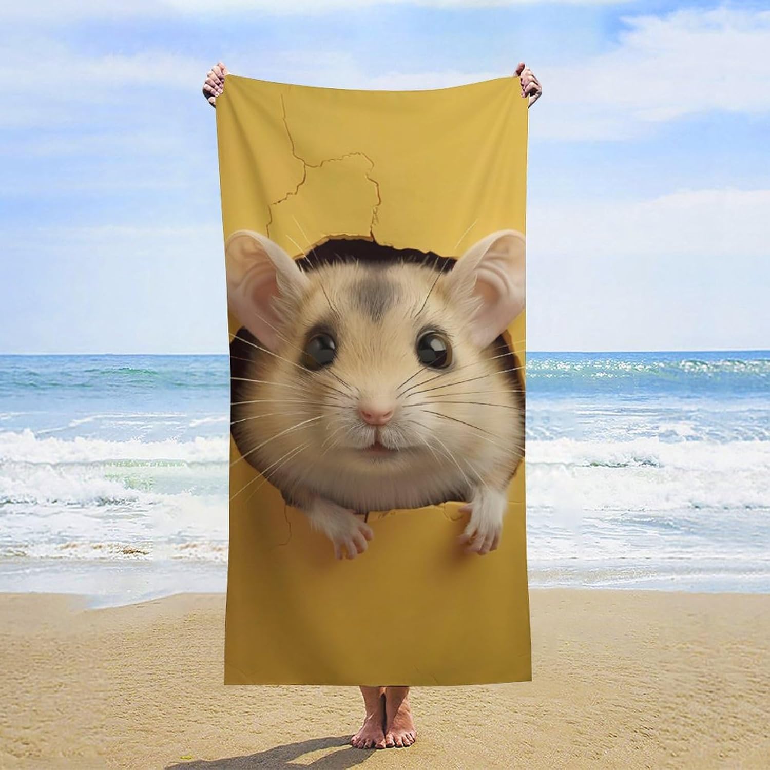 3D Hamster Bath Towel Beach Towels Quick Dry Oversized Bath Blanket Highly Absorbent Towel for Women Men 160x80cm