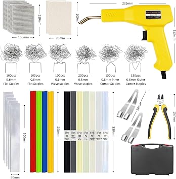 150W Plastic Welder,2 in1 Plastic Welding Kit,Plastic Welder Gun Soldering Kit,Hot Stapler Plastic Welding Car Bumper Repair Kit,64pcs Plastic Welding Rods,800pcs Staples for Plastic Crack Repair