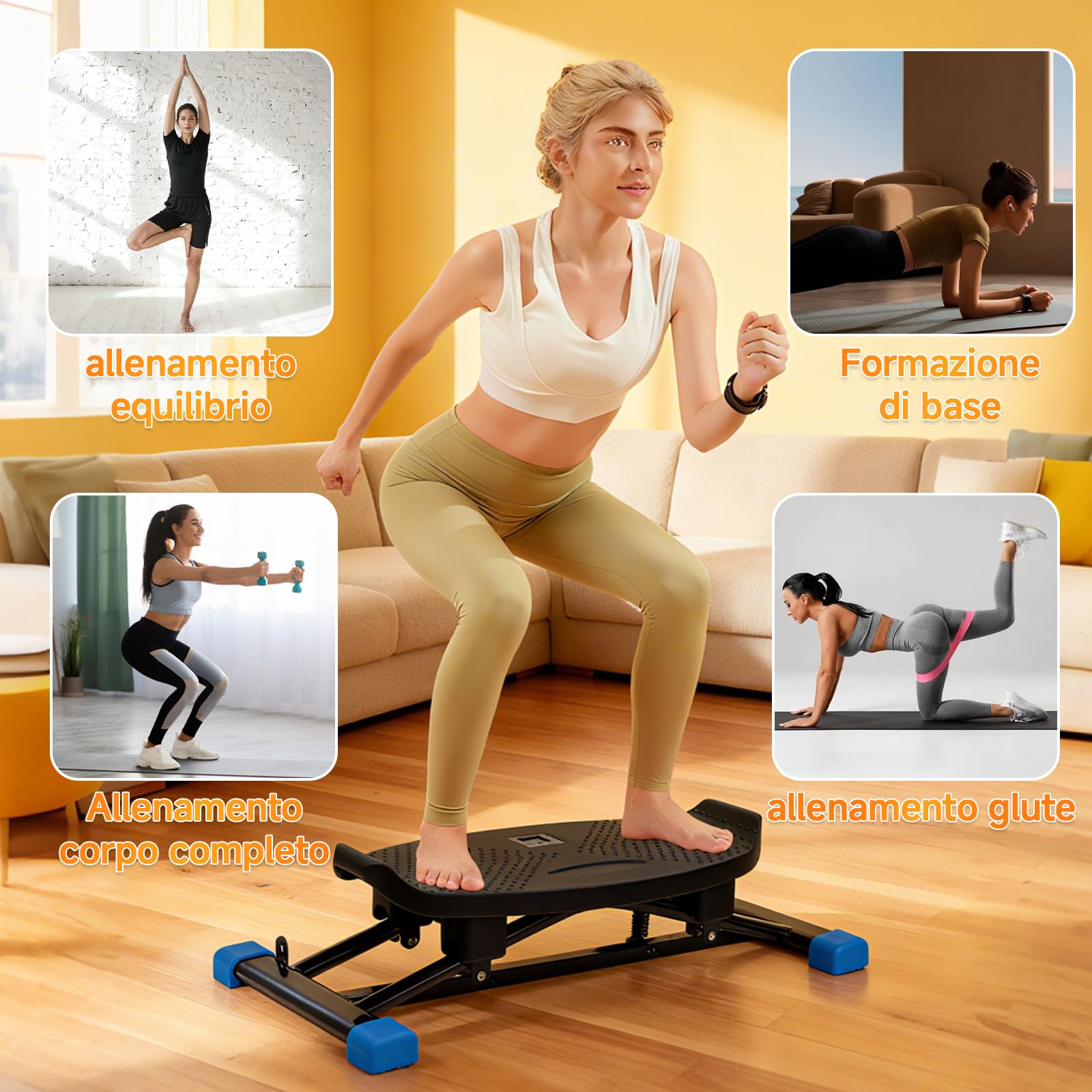 Balance Trainer, macchina da sci simulata a base di resistenza, tapis roulant aerobico, portatile, supporta 300 libbre silenziosa macchina per esercizi a corpo intero con display a LED.