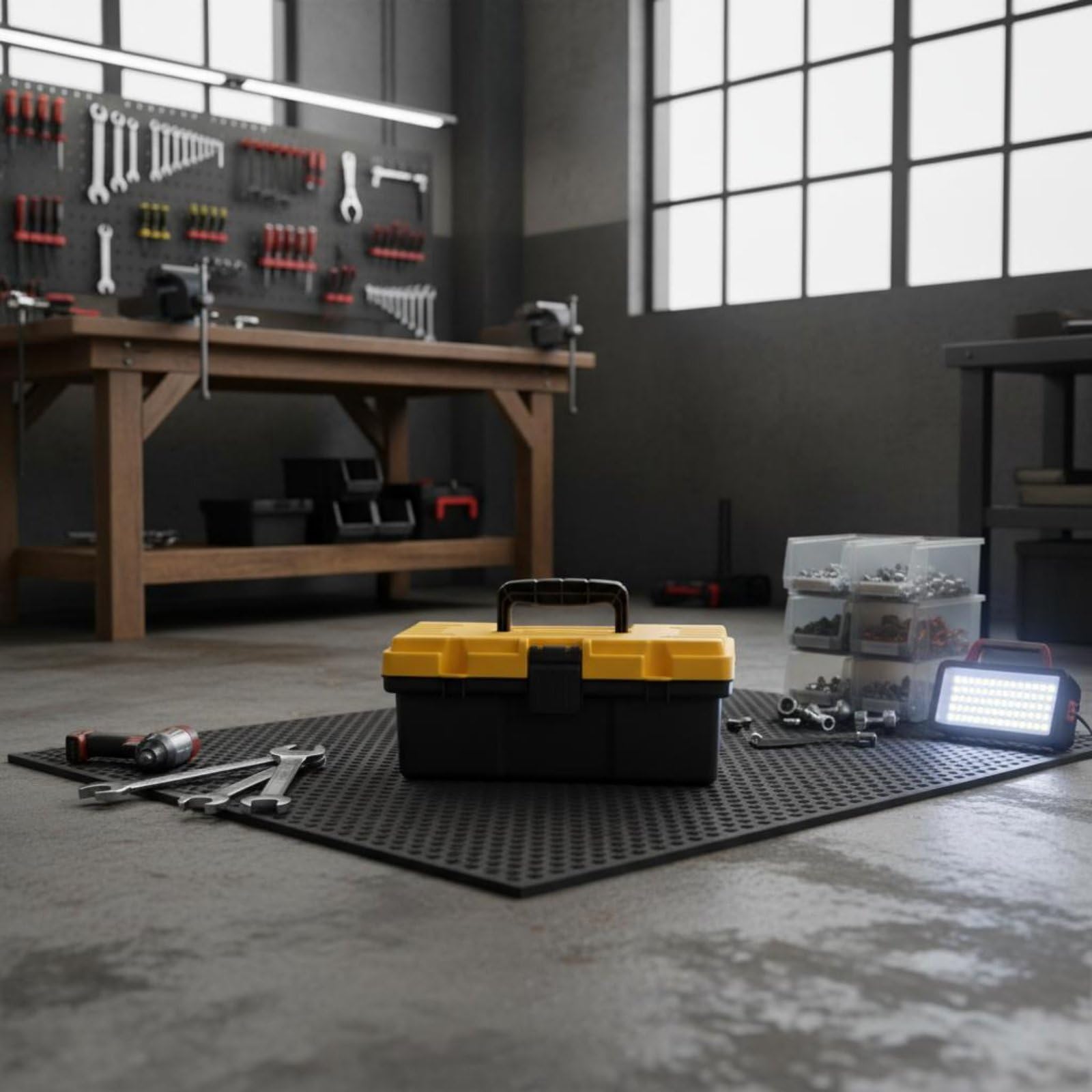Contenitore Industriale Cassetta Attrezzi Valigetta Organizer Scatola Portaoggetti con Vassoio Interno Separatore E Scomparti Trasparenti Materiale PP, 20 Pollici
