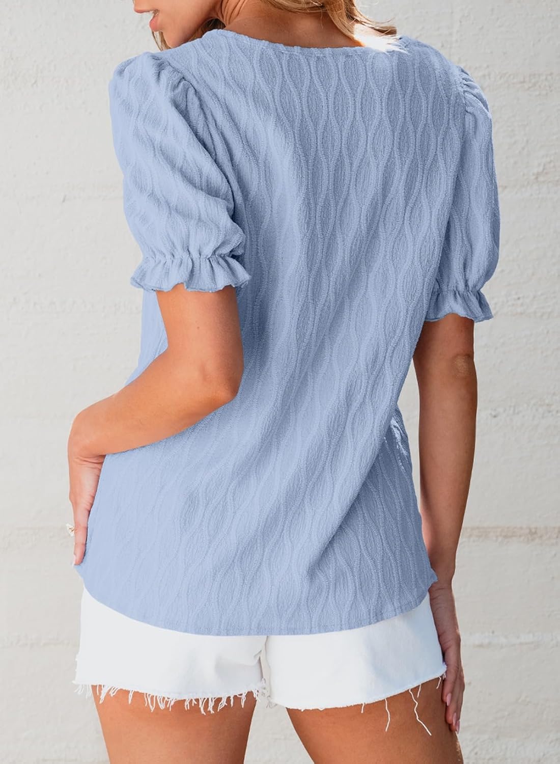 EVALESS Womens Fashion Tops Cute Puff Sleeve Blouses for Women Dressy Casual Spring Summer Clothes Outfits for 2025 - Image 4