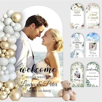 Custom Arch Backdrop Stand - Personalized Spandex Fitted Arch Cover Fabric for Wedding, Birthday, Baby Shower Decoration 4 to 7.2FT