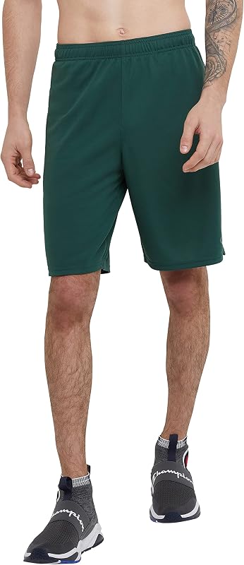 Champion Pantalones cortos deportivos para hombre, ajuste estándar, entrepierna de 10 pulgadas, tela ligera, que absorbe la humedad