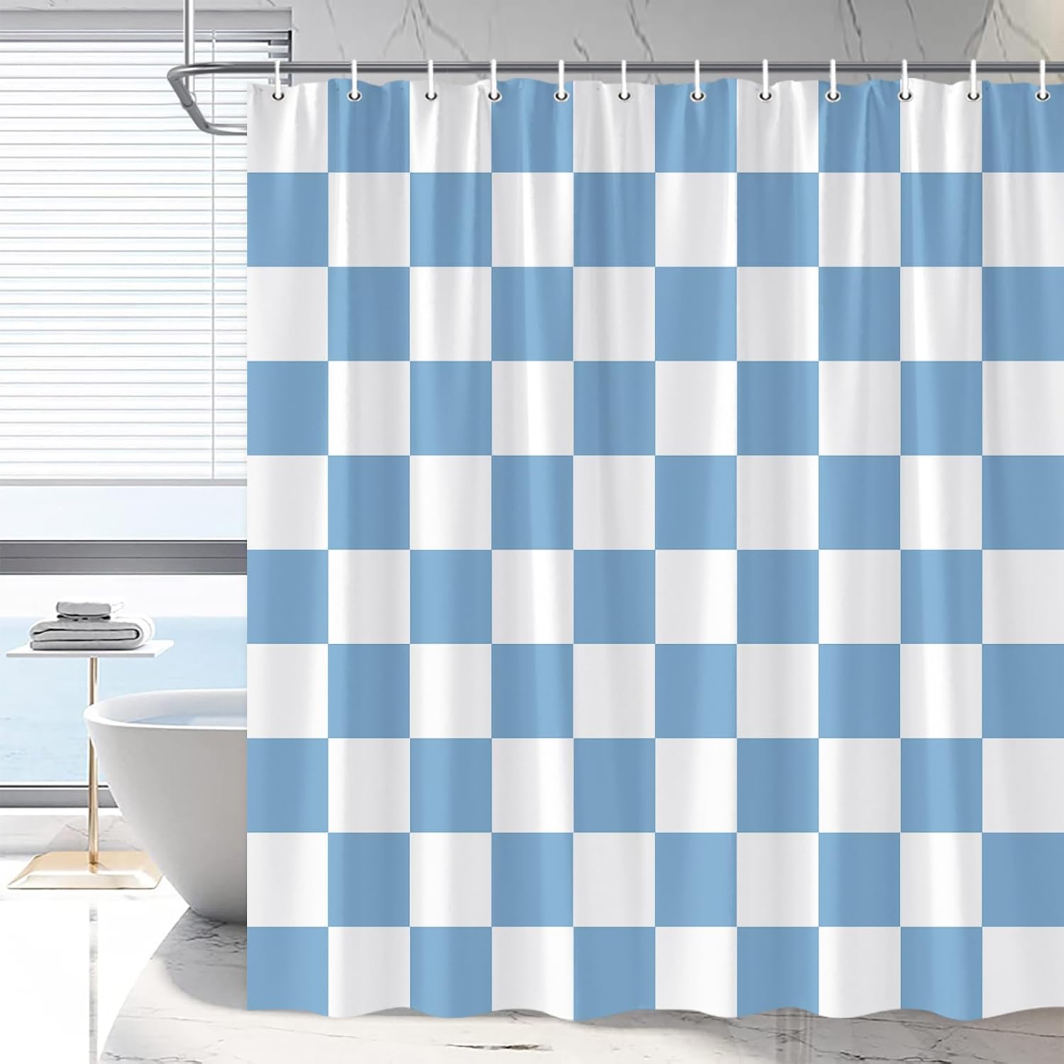 Gingham Shower Curtain, Hot Pink Shower Curtain for Bathroom, Cute Vintage Gingham Minimalist Shower Curtain, Vintage Aesthetic, Machine Washable Fabric Waterproof Shower Curtain 108 x 70 in