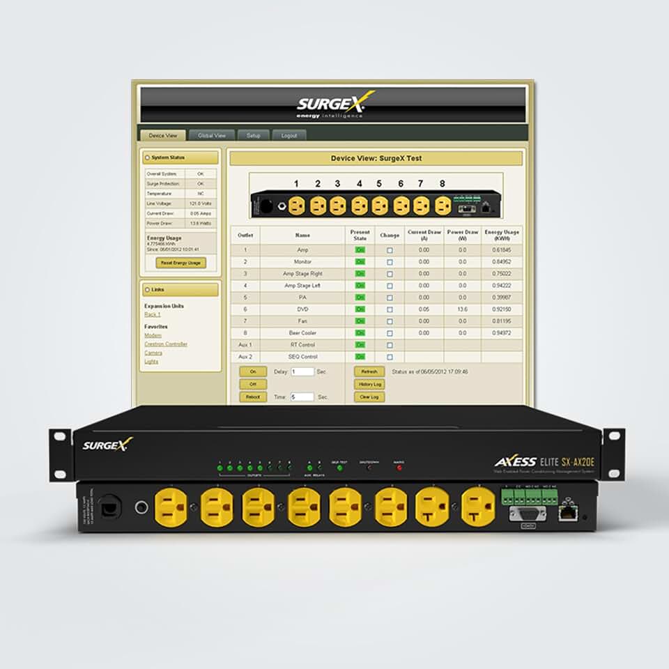 SurgeX SX-AX20E Axess Elite Surge Protector, EMI/RFI Noise Filter and IP Enabled Power Managerment - 120 Volt, 20 Amp