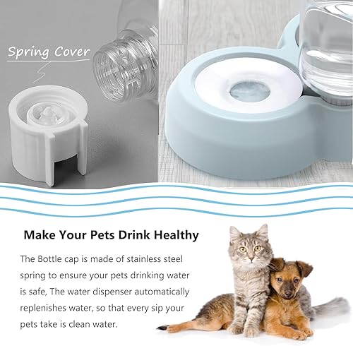 Miniatura 3 de Juego de cuencos para perros y cachorros con dispensador de agua y tazón de acero inoxidable, tapete antideslizante, comedero desmontable para