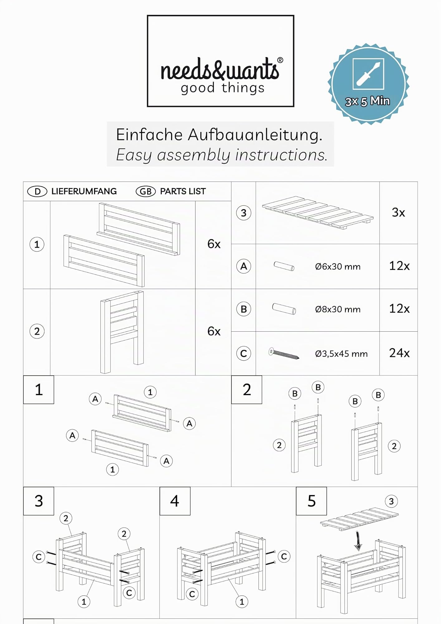 needs&wants® 3-fach multifunktional: Pflanzenständer Blumenständer aus Holz wetterfest für Indoor Outdoor Balkon Garten Wand, Pflanzenregal Blumentreppe, braun