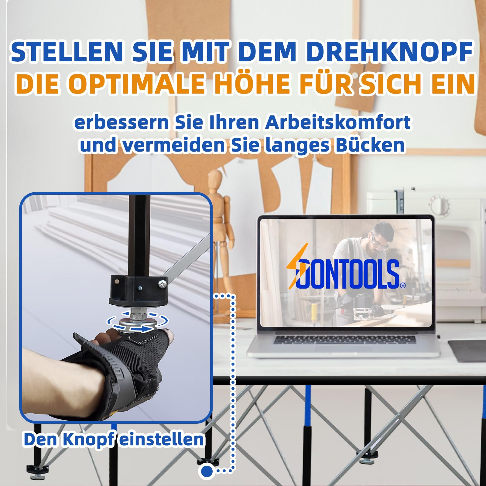 SoonTools Banco de trabajo plegable de 6 patas, portátil, con una capacidad de 1100 kg, caballete plegable de montaje rápido para carpintería, bricolaje, construcción, proyectos al aire libre
