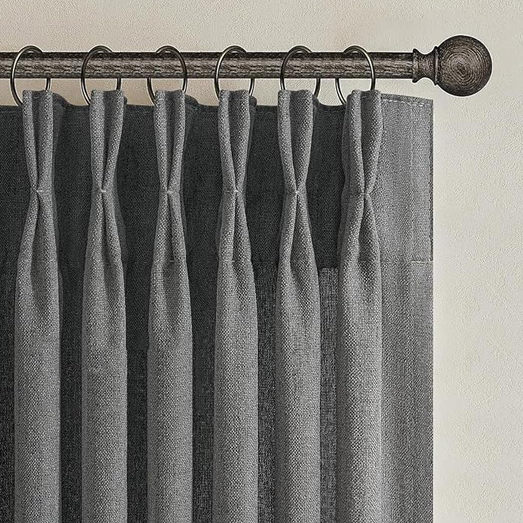 AWSQ23 Linen Curtains Pinch Pleat Bedroom Drapes Singel Panel