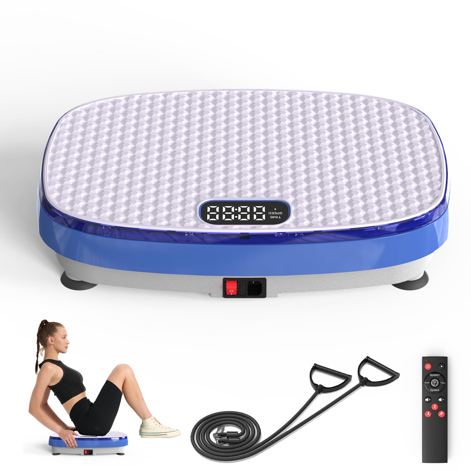 HOTSWEAT Vibration Plate Exercise Machine for Lymphatic Drainage, Whole Body Workout Vibration Plate for Weight Loss, Power Vibrating Plate Fitness Platform with Bluetooth, Waver Board for Home Gym