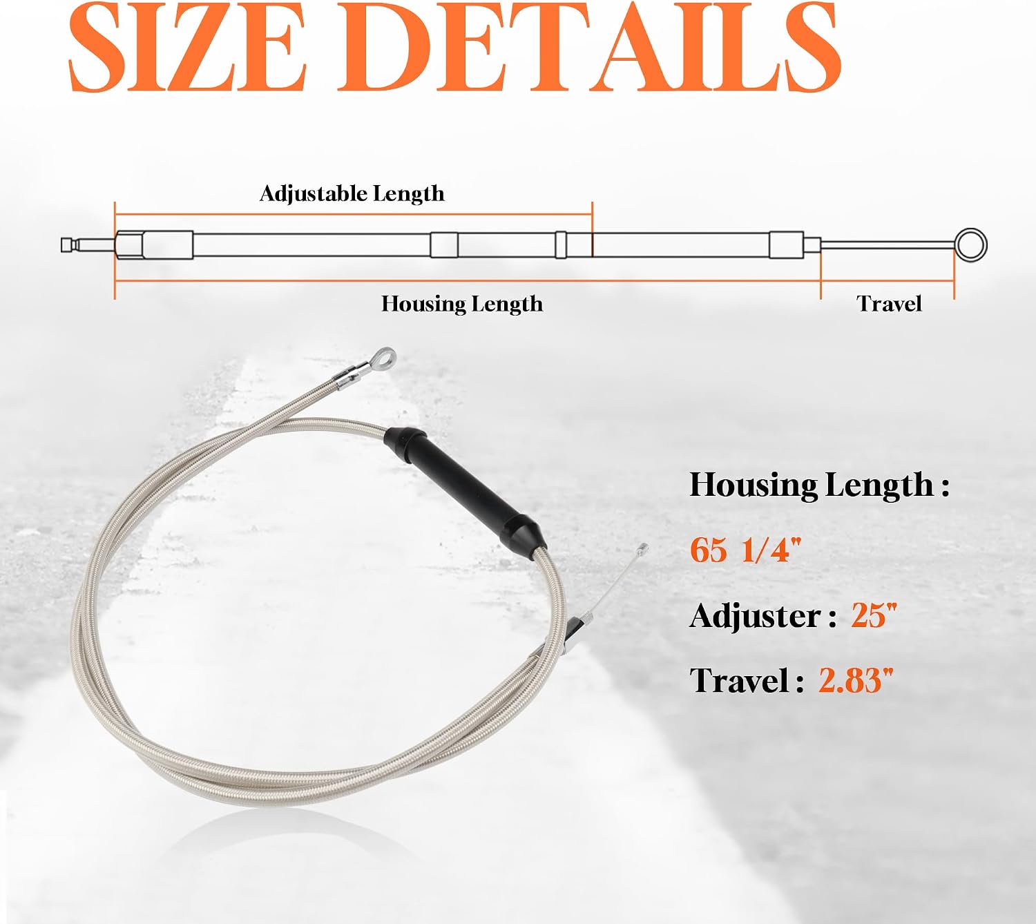 65" Sportster Extended Clutch Cable Stainless Steel Braided Designed for 1986-2013 Harley Sportster XL, 2004-2020 Sportster