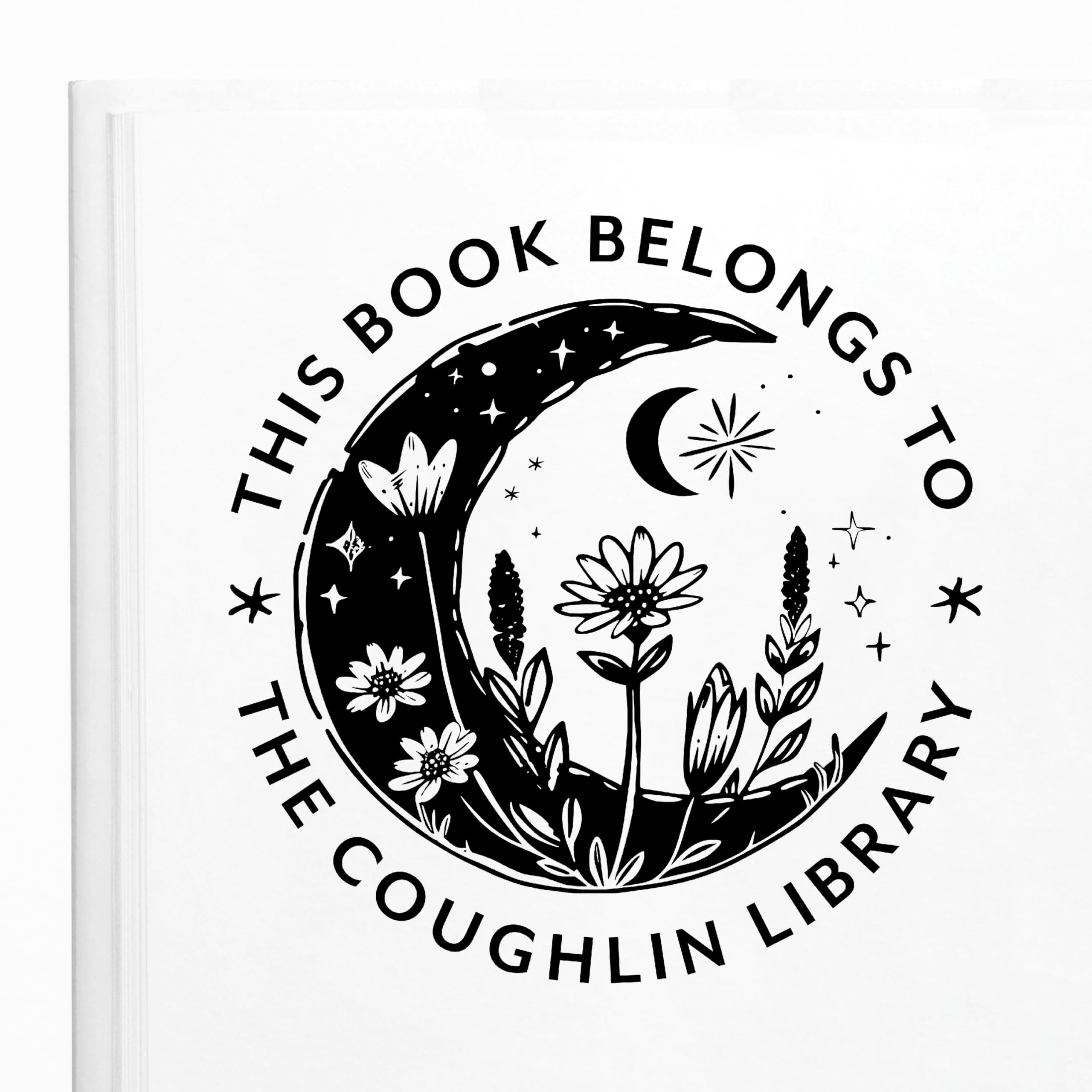 ExcelMarkCustom Book Stamp - Personalize a Book Embosser, Wood Stamp, or Self-Inking Mount (Celestial, Round)