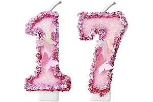 Sparkling 2.8" Number Candles (Pink) - Perfect for 17th Birthdays