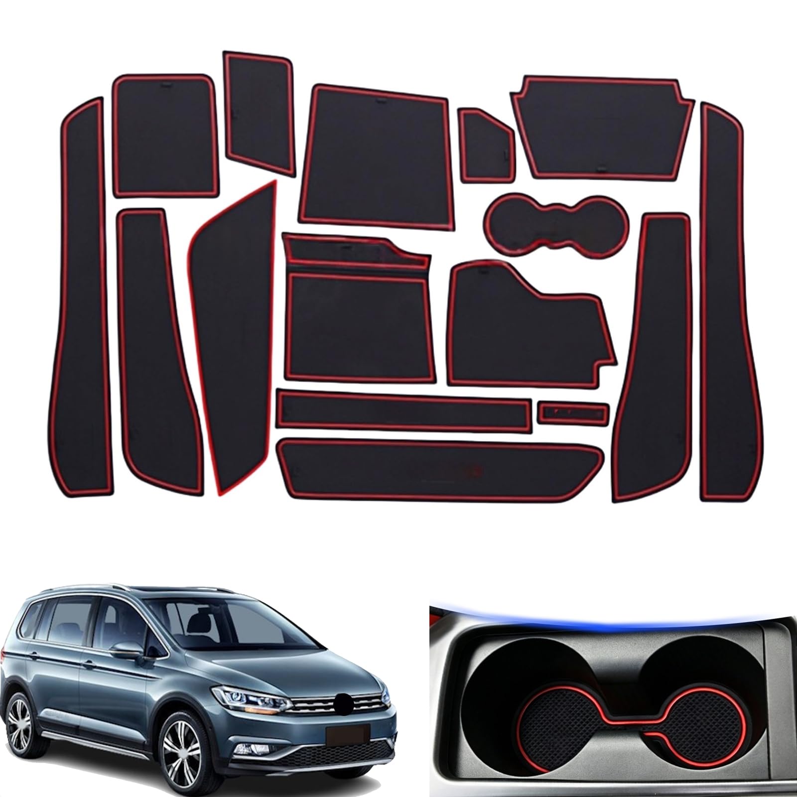 Alfombrillas para VW Touran L 5-Seater 2018 y forros de consola central a medida