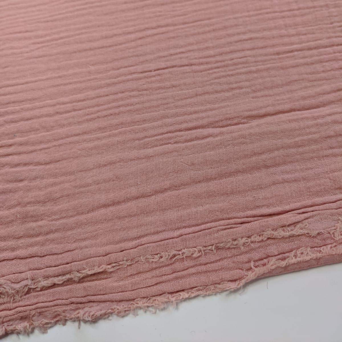 Double Gauze 100% Cotton Plain Fabric Dress Making Lightweight Muslin Baby Swaddle Blankets Scarves Summer Clothing | 53" - 135 cm Wide | per Metre (Pink)