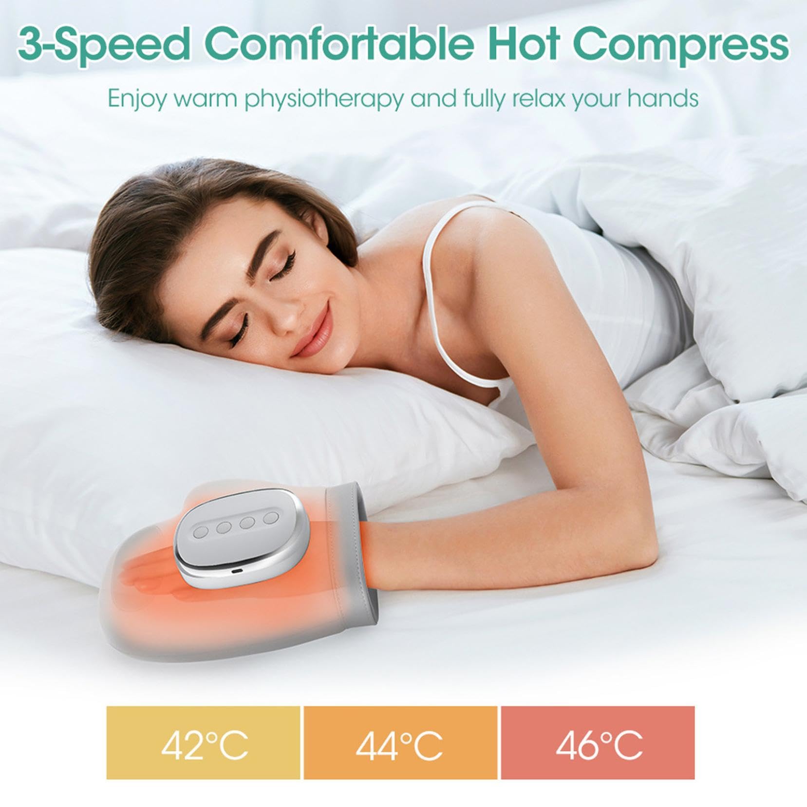 Massaggiatore manuale per artrite, massaggiatore elettrico per mani con calore e compressione, 3 modalità, 5 marce, dita divise, timer automatico, sollievo dal dolore, massaggio riscaldato alle dita