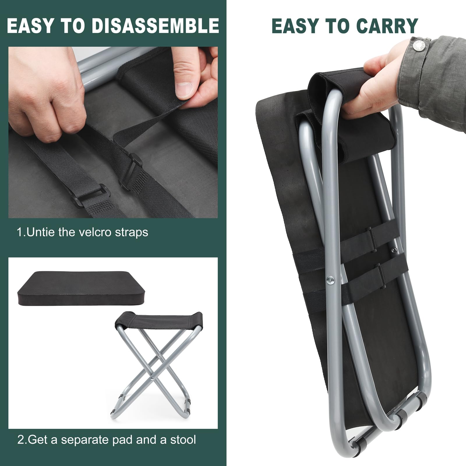 MAXPACE Almohadilla para rodillas de jardín y taburete de jardinería plegable 2 en 1, extra gruesa, suave, resistente al agua, cómoda, duradera, de espuma, cojín para rodillas de jardín y asiento para