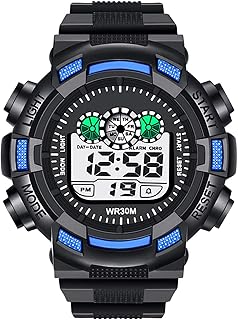 ساعة رياضية للمراهقين والطلاب، ساعة رقمية تناظرية، مقاومة للماء بعمق 50 متر، للفتيان والفتيات، منبه ليد، ساعة معصم الكترونية للهواء الطلق والمراهقين والفتيات الصغار, S