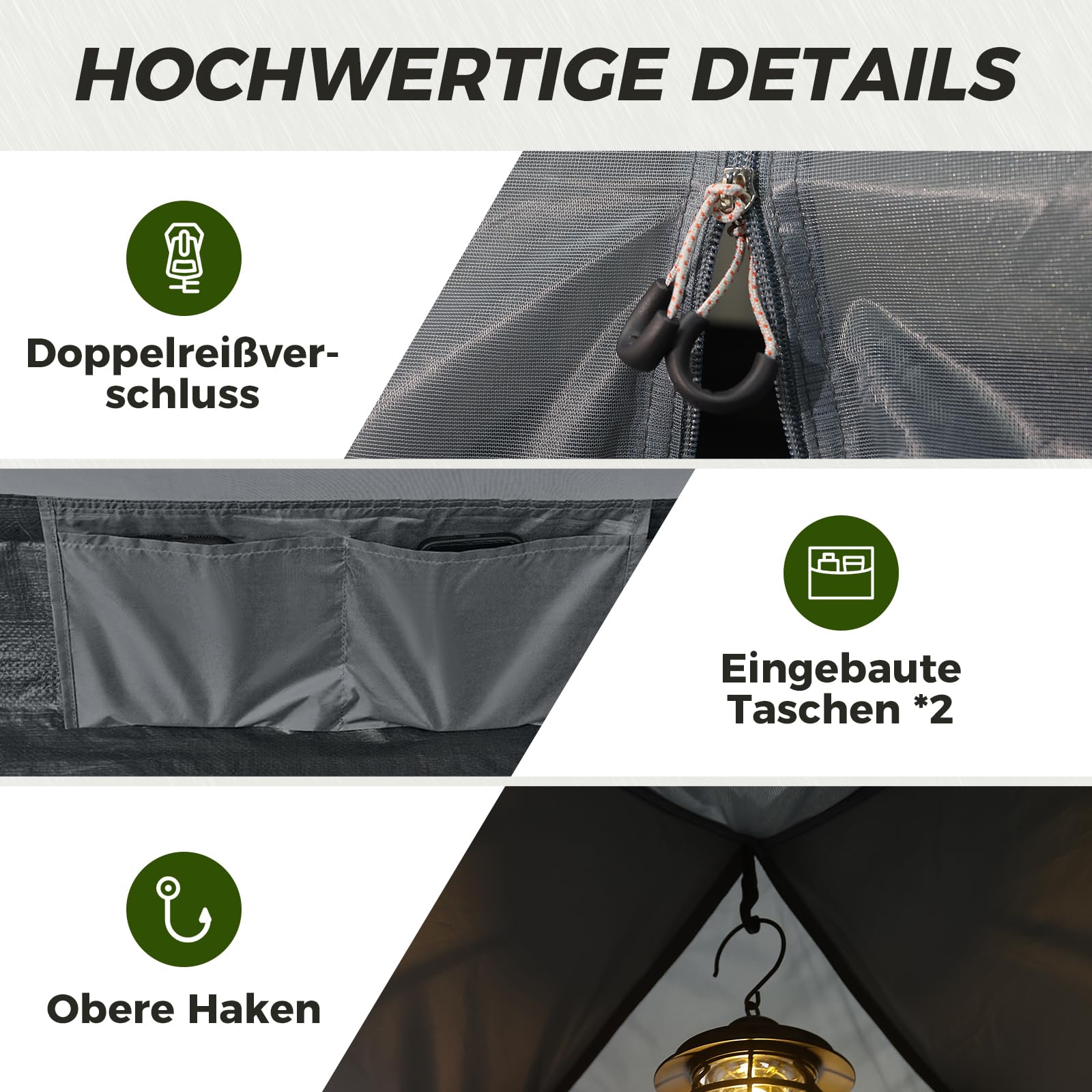 KingCamp 2-3 Personen Zelt Wasserdicht 3000mm Ultraleicht Camping Zelt mit Übergroßer Regenkappe & Reflektierenden Seilen -Kuppelzelte für Festival,Wochenend-Camping, Reisen - 210x180x130cm