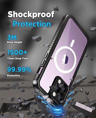 Miniatura 6 de Unitedtime - Funda magnética para iPhone 14 Pro Max, resistente al agua, con protector de pantalla integrado, compatible con MagSafe a prueba de