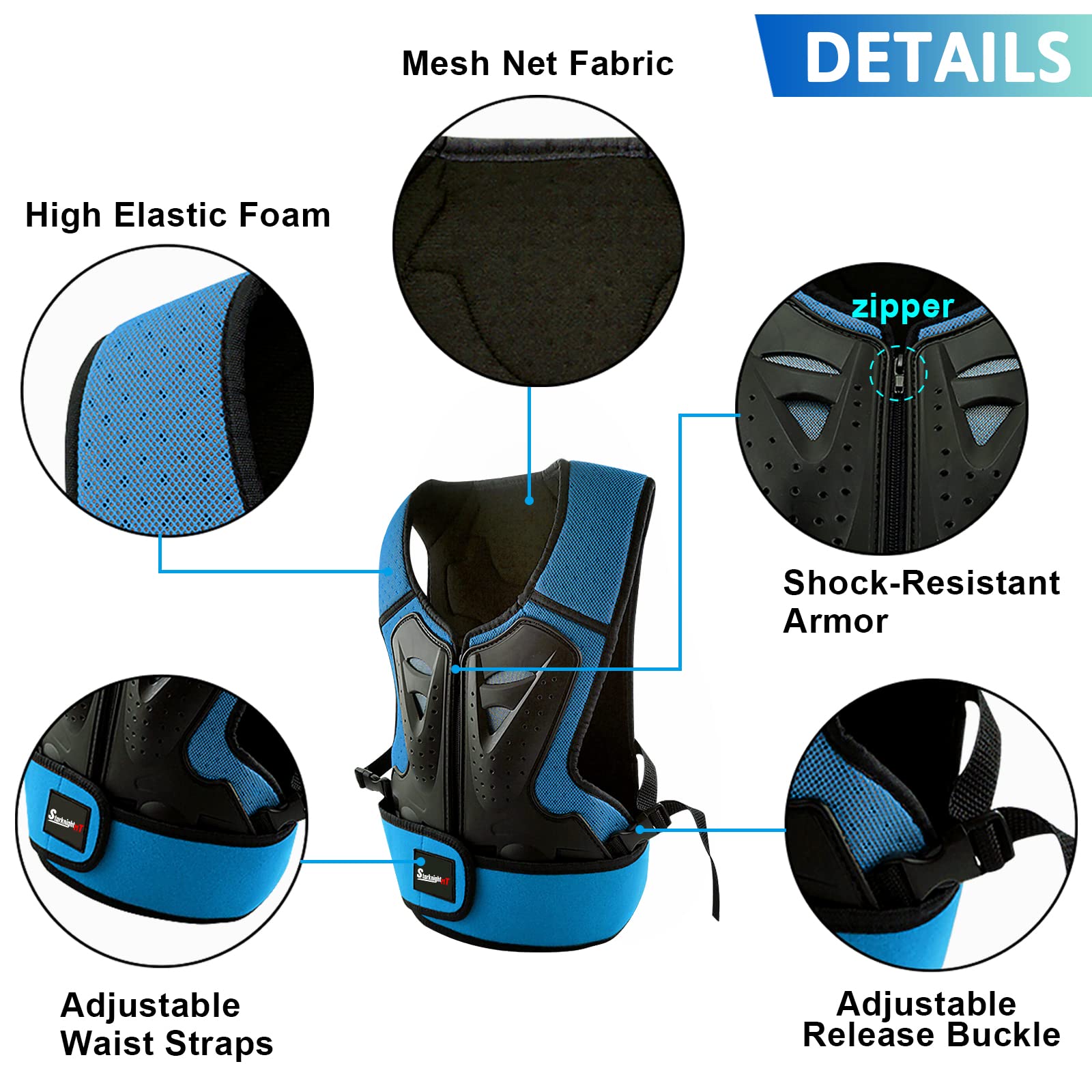Kids Motorcycle StarknightMT Armor Suit Dirt Bike Gear, Youth Riding Protective Gear Chest Protection For Motocross Cycling Skateboard,Skiing, Skating,Off-Road (Blue Dirtbike Stuff