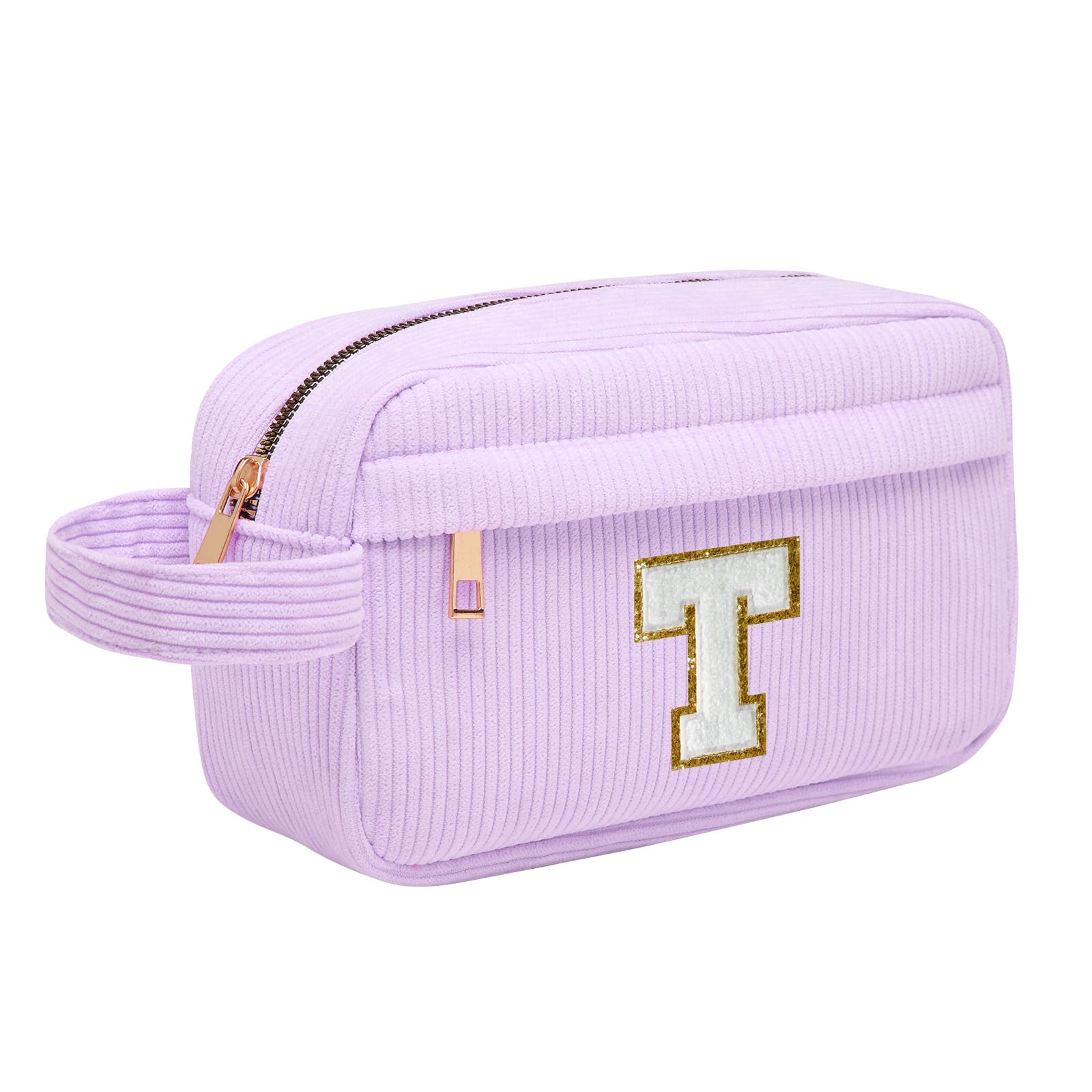 Neceser Maquillaje Mujer Personalizado Inicial, Bolsa de Cosméticos de Viaje, Gran Capacidad Neceser de Maquillaje de Pana, Regalo Cumpleaños Navidad para Mujeres Novias Mejores Amigas, Rosa L — view 42