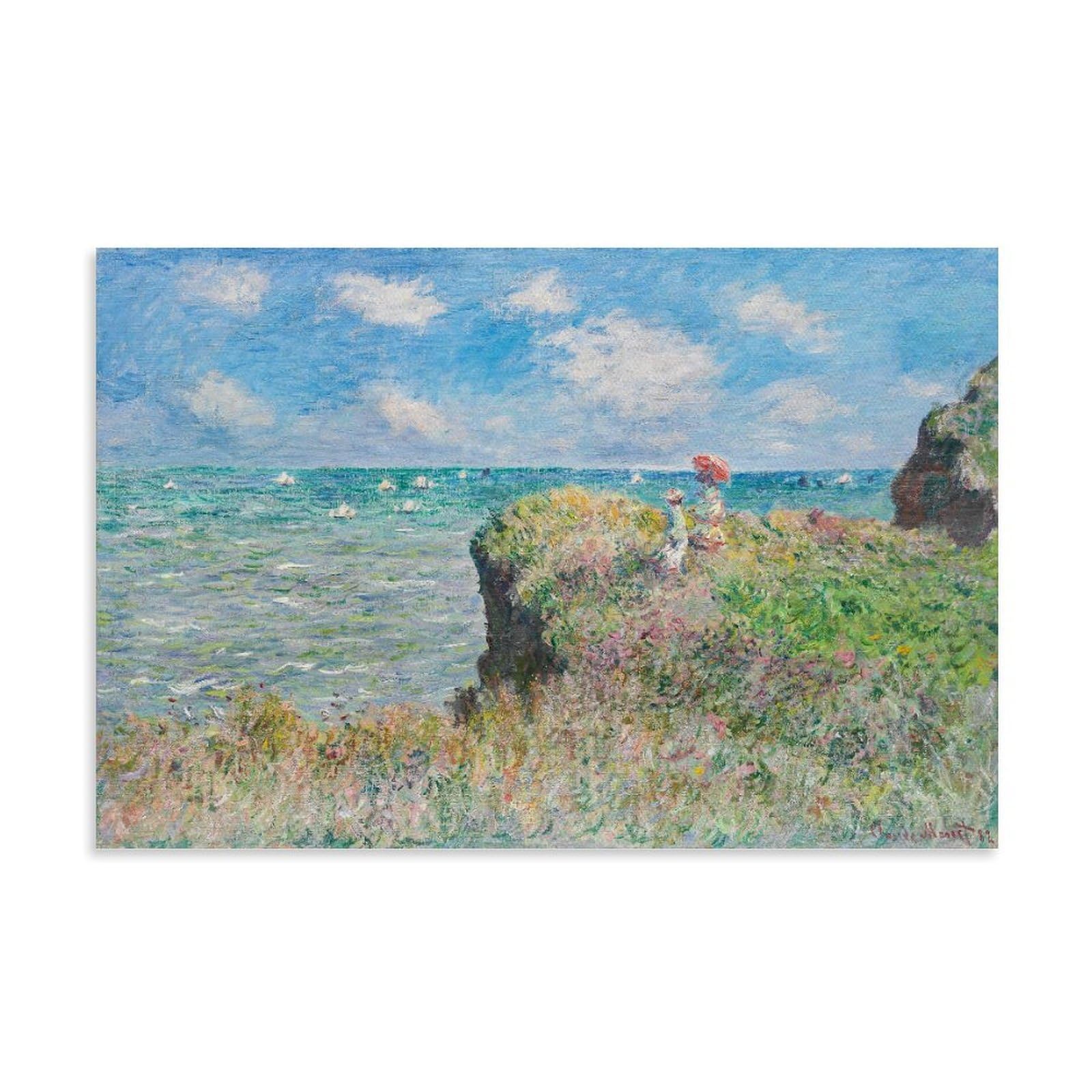 HOANGJUN Cliff Walk at Pourville Poster Claude Monet Canvas Print Impressionist Coastal Cliffs Wall Art Poster, Home Decoration Painting ; Unframe; 24x36inch(60x90cm)