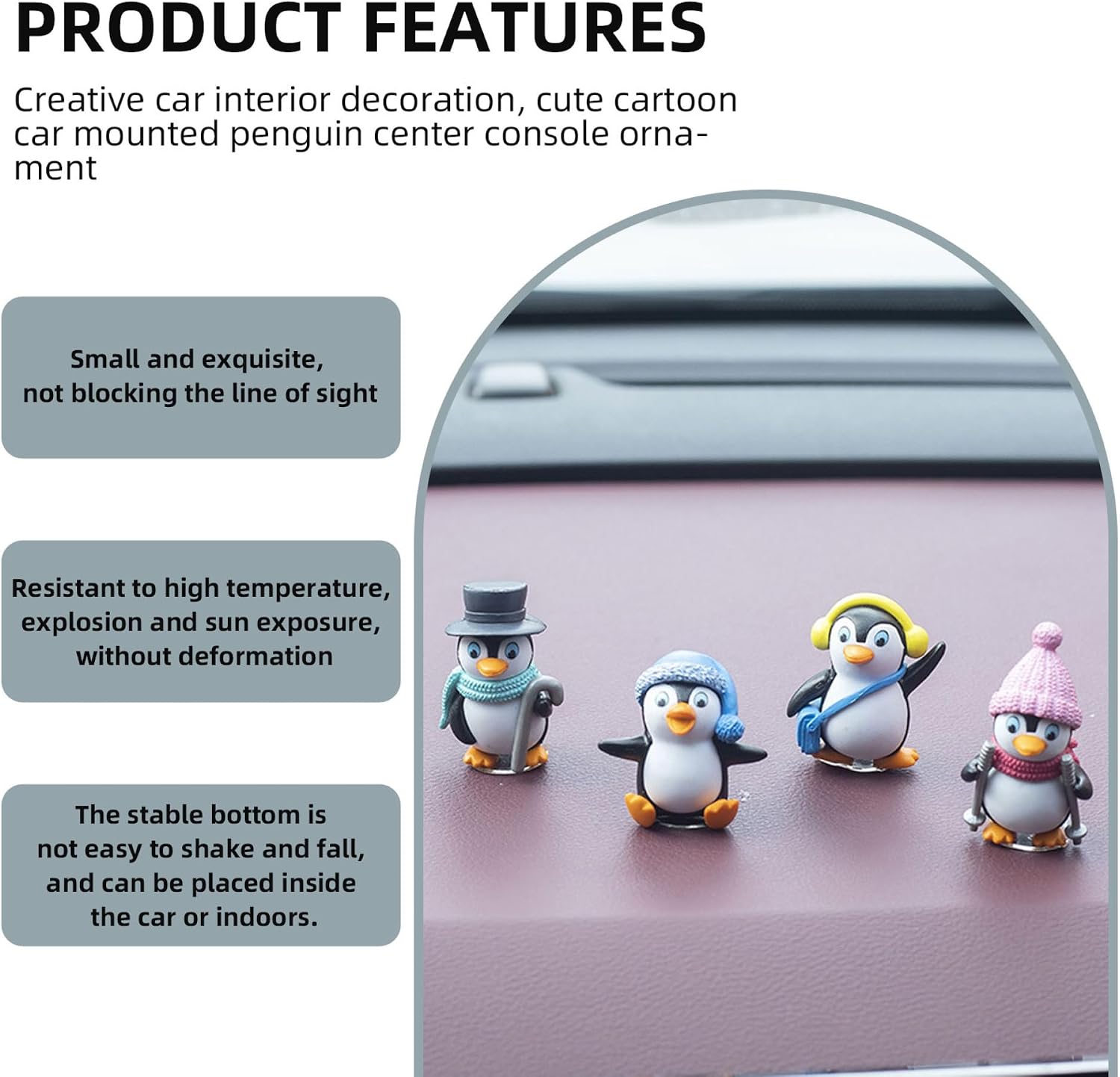 4pcs Cute Mini Penguin Dolls, Cute Creative Animal Car Dashboard Decoration, Cartoon Mini Penguin Doll Car Interior Home Decoration image 5