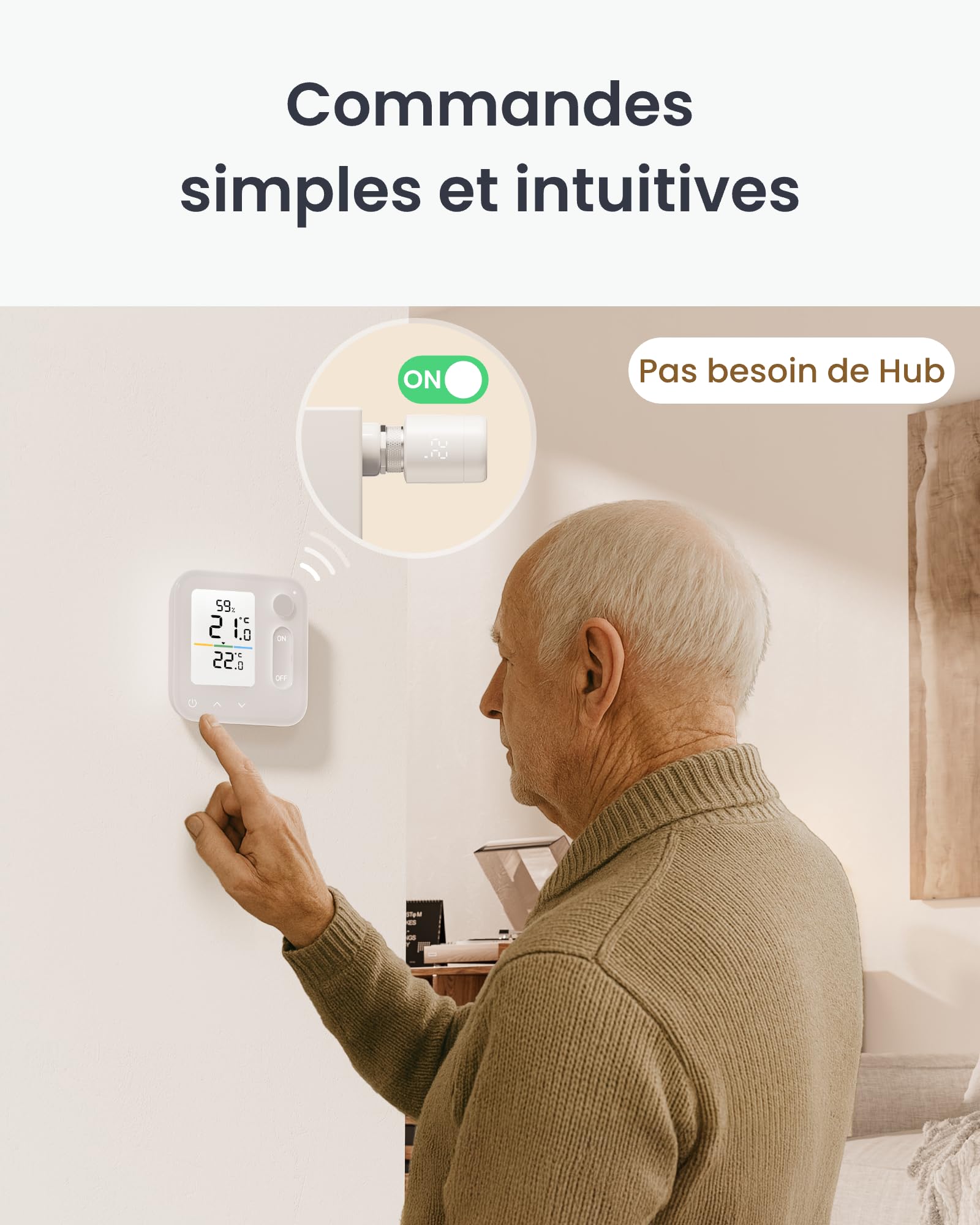 SwitchBot Combo Thermostat de radiateur connecté Panneau Matter – contrôle Via appli & minuteur, Installation Facile, économie d'énergie, Compatible Apple Home