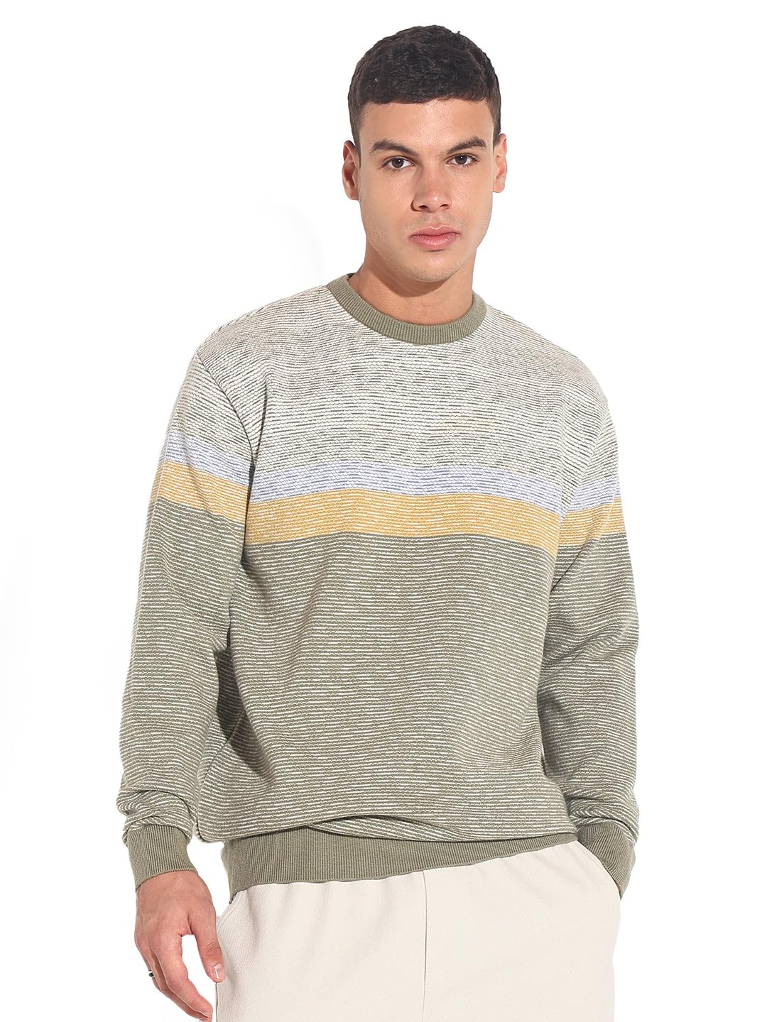 showoffff Edition Men's Striped Green Ribbed Round Neck Sweater-LBR-2529_Green-picture-40