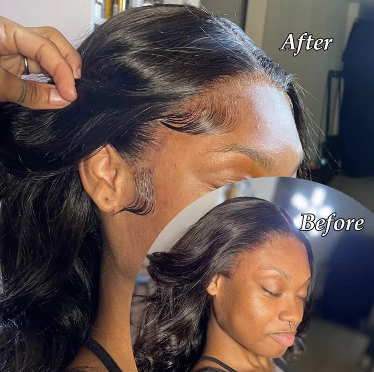4 Piece HD Baby Hair Lace Closure Strips Curly Natural HD Baby Hair Edge Piece For 13x4 13x6 360 Lace Front Human Hair Wigs For Women, Brown, 2.0 Count