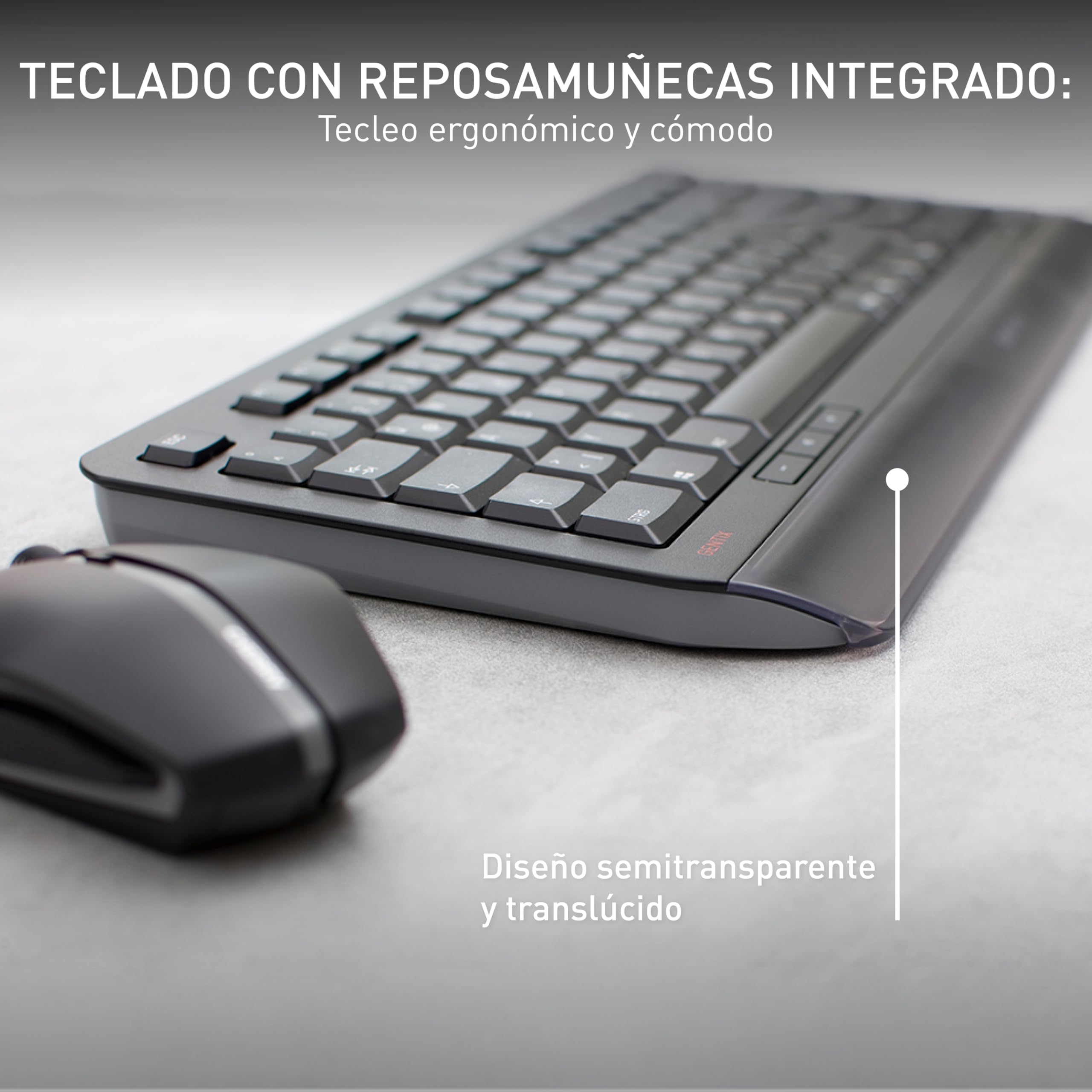 Cherry GENTIX Desktop, Set de Teclado y Ratón Inalámbrico, Distribución de Teclado Alemán (QWERTZ), Inalámbrico 2.4 GHz, Reposamuñecas Integrado, Diseño Simétrico, Negro