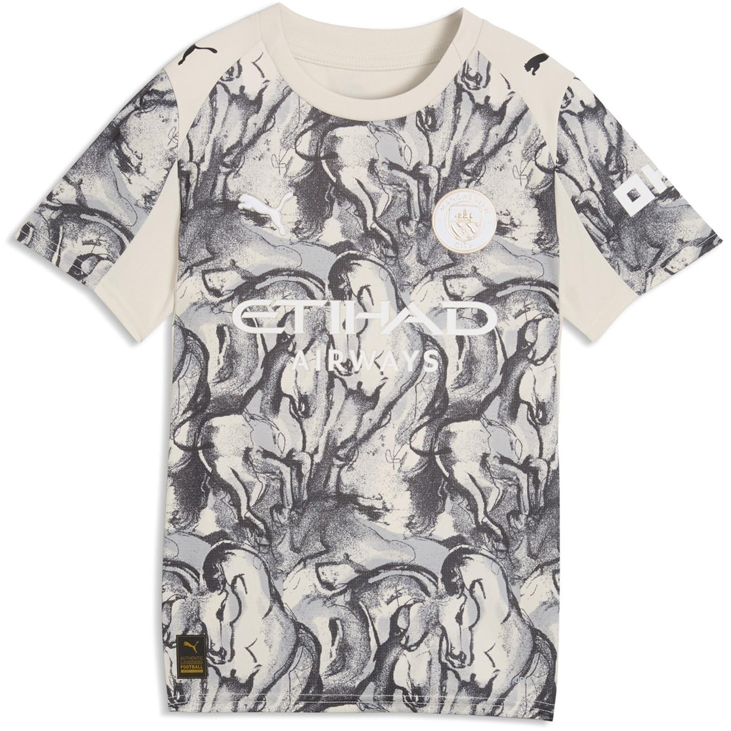 Puma Manchester City 25 26 X Kids Year Of The Horse Shirt Alpine Snow Flat Dark Gray White